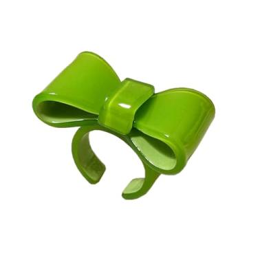 Imagem de xuzhiyuan Anel de declaração de arco xadrez colorido anel aberto de acrílico para mulheres joias modernas e modernas presente, Resina, Sem pedra preciosa