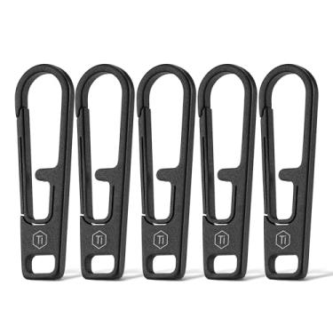 Imagem de KeyUnity KA54 Titanium Zipper Pull Replacement – Abas leves com zíper para mochilas, bagagens, jaquetas e bolsas – resistente à ferrugem, kit universal e de reparo rápido (preto 5 unidades)