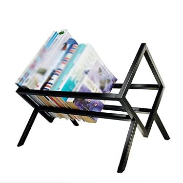 Imagem de LMJYU Porta-revistas de mesa criativa pequena estante de livros pequena para escritório, prateleira de discos de ferro