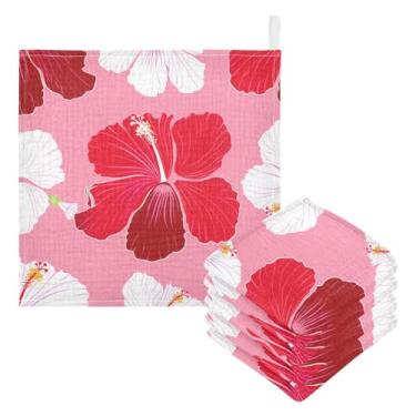 Imagem de Kigai Toalhas de banho para bebês com flores tropicais, 5 peças de toalha absorvente ultra macia, toalha de rosto de banho para recém-nascido, lenços umedecidos naturais reutilizáveis para pele