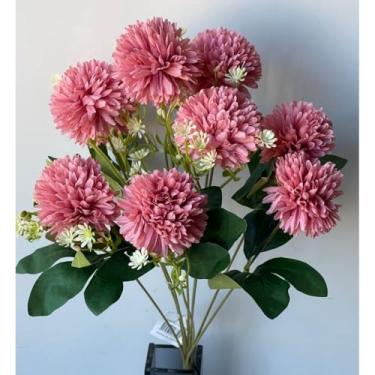 Imagem de Galho de Cravo Artificial com 9 Flores | Arranjo Decorativo de Tecido para Vaso(rosa,Kit com 2)