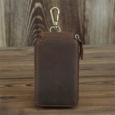 Imagem de Bolsa de armazenamento de chaves masculina porta-cartões multifuncional couro grande capacidade artefato bolsa portátil para chaves