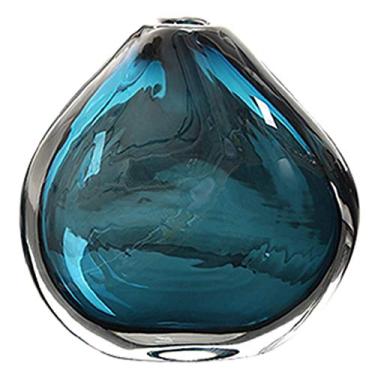 Imagem de YYBOES Vaso de vidro para flores, vaso de flores para flores, vaso minimalista moderno, decoração de casa, sala de estar, artesanato criativo, flor, criativo, moda, vidro torcido, flor, artificial