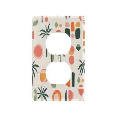 Imagem de Wassud Placa de cobertura para interruptor de luz, simples, padrão de árvore, capas de tomada decorativas, placa de parede para tomadas elétricas duplex 12 x 7 cm