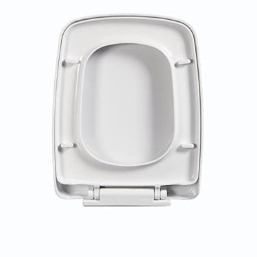 Imagem de uhyOHF Assento Sanitário Assentos Sanitários Quadrados Fechar Macio Branco, Tampa Retangular Loo Liberação Rápida Tampa de Banheiro Resistente, Quadrada, 05b (Uma Cor-06b