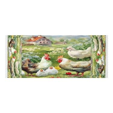 Imagem de Wassud Capas de lavadora e secadora de galinhas na grama, protetor de lavadora com sacos de armazenamento, capa de geladeira à prova de poeira com bolsos para lavanderia doméstica, cozinha, 120 x 55