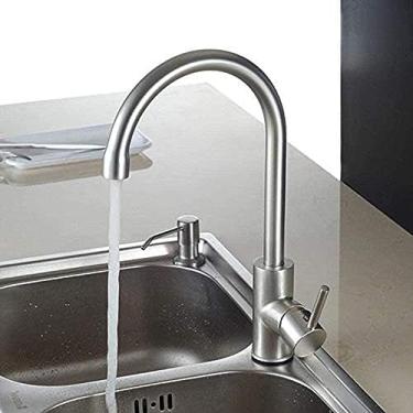 Imagem de Torneira de cozinha Rotação de 360 graus Torneira de tubo de saída curva Bacia Hardware de encanamento Torneira de pia de cozinha Torneiras misturadoras de água