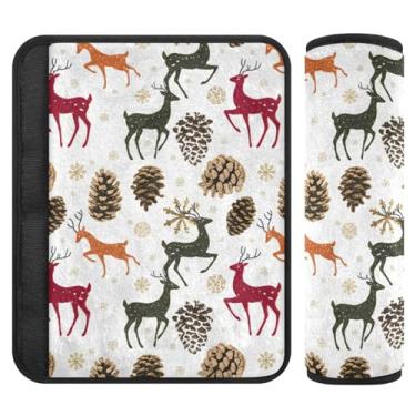 Imagem de Burbuja Capa para cinto de segurança de carro Winter Reindeers Protetor de cinto de segurança de carro macio confortável para alça de ombro de assento, 1 par médio