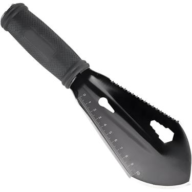 Imagem de Pá Multifuncional de Aço Inox com Régua, Serra e Chave de Fenda, Prateado e Preto, 28cm, Kit com 2 Pás e Bainha