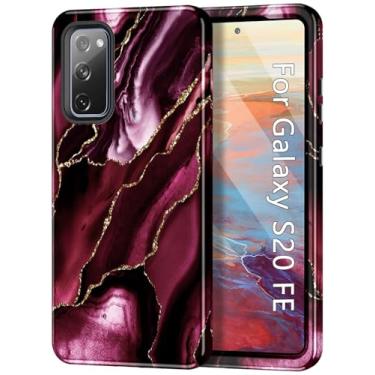 Imagem de Btscase Capa para Galaxy S20 FE 5G, estampa de mármore, 3 em 1, resistente, à prova de choque, de corpo inteiro, resistente, PC rígido + silicone macio para mulheres e meninas, para Samsung Galaxy S20