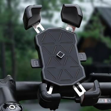 Imagem de Suporte universal de telefone de bicicleta para bicicletas e motocicletas para todos os telefones de 11,4 a 18,3 cm, suporte antivibração para mountain bikes (preto)