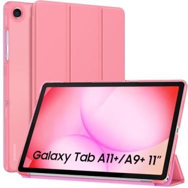 Imagem de MoKo Capa para Galaxy Tab A11+ Plus/A9+ 28 cm 2025/2023, capa protetora inteligente de suporte fino com capa traseira translúcida de policarbonato rígido para tablet Galaxy Tab A11+/A9 Plus, despertar