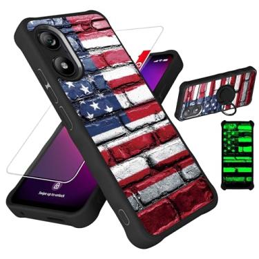 Imagem de jioeuinly Capa para celular Foxx FOXXD A67W compatível com Foxx FOXXD A67W Lite [com protetor de tela de vidro temperado][PC rígido + silicone macio][suporte para anel] [efeito luminoso] YGH-GQ