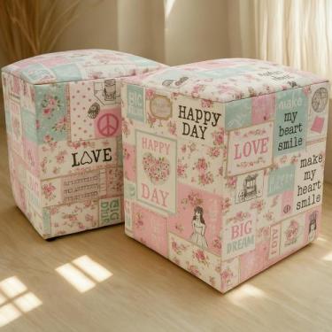 Imagem de Pufe Banqueta Puf Decorativo Assento Banco Cubo Grande Couro - Puff Ba