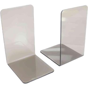 Imagem de Par de Bibliocantos Fumê Maxcril – Suporte para Livros, Organizador de Estante, Resistente e Decorativo