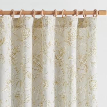 Imagem de Cortinas jinchan Floral, 213 cm de comprimento, amarelo mostarda, linh