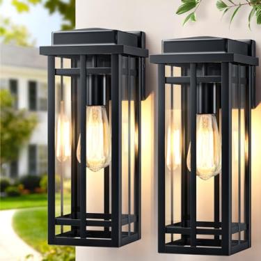 Imagem de MYHXQ Luminárias De Parede Externas De 13,8'', Pacotes Com 2 Unidades, Luzes Pretas Para Varanda, Iluminação Externa Para Casa, Luminárias Externas, Lanternas De Parede, Arandelas Externas Modernas