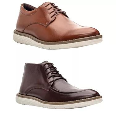 Imagem de Kit Sapato Social Masculino em Couro Legítimo, Confortável, Palmilha Ortopédica (Conhaque/Marrom, BR, Adulto, Numérico, 44)