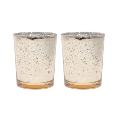 Imagem de Luxshiny Conjunto de 2 Castiçais de Vidro Dourado para Velas Tealight, Castiçais Pequenos para Velas Votivas, Decoração de Centro de Mesa para Casa E Festas