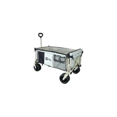 Imagem de Carrinho Dobrável de Aço, Bege, Oxford 600D, Capacidade 80kg, com Bolsa de Transporte, 67x48,5x45,5cm, para Camping e Praia