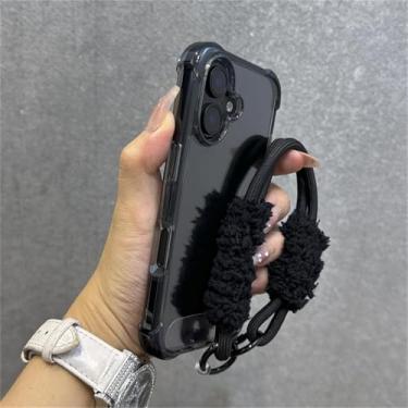 Imagem de HTVJFX Capa protetora para iPhone 11, transparente, com alça de pulso, à prova de choque e airbag (para iPhone 11/preto)