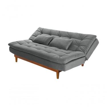 Imagem de Sofá Cama Dubai 3 Lugares Império Reclinável Casal Pés Madeira Espuma Especial D33 Madero Cinza 380