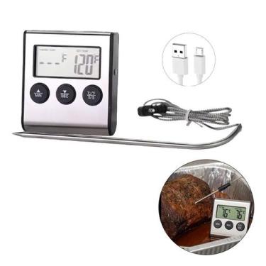 Imagem de Termômetro Digital Timer Temporiador Inox Forno Assados FRG0271 Frigop