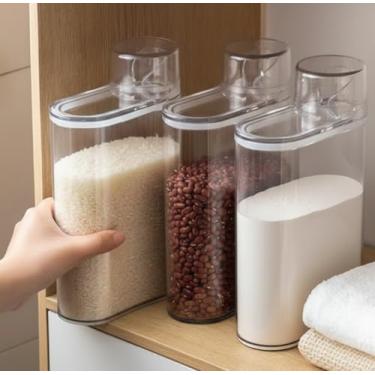 Imagem de Kit Dispenser Multiuso Transparente com Dosador, 1,2L e 2L, 23cm Altura, Plástico Resistente, Tampa Hermética, Armazenamento para Alimentos e Líquidos (2 Dispenser 2L)