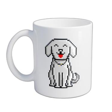 Imagem de Caneca Xícara de Café Porcelana 300ml Personagem de Cachorro Pixel Art