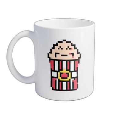 Imagem de Caneca Xícara de Café Porcelana 300ml Design Pipoca Pixelada com Mascote Coroa