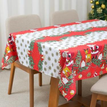 Imagem de Toalha de Mesa 8 Lugares Brilhare 2,50x1,45m Tecido Oxford Maquinetado com Bainha Natal