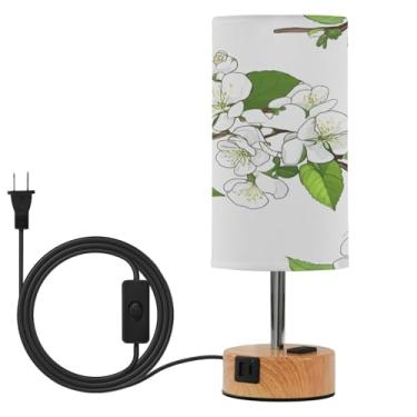 Imagem de Wassud Candeeiro de mesa de cabeceira com toque de flores de cerejeira com 3 temperaturas de cor, luminária de mesa moderna com forro de sombra para suporte noturno para sala de estar, quarto