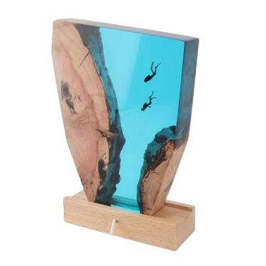 Imagem de AUNMAS Luz Noturna Mergulhadora, Lâmpada Led Colorida de Madeira Oceano, Iluminação de Sete Cores, Ideal para Decoração de Quarto e Sala de Estar