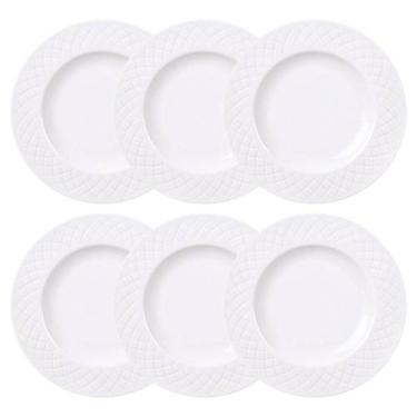 Imagem de Jogo 6 Pratos para Sobremesa Porcelana Branca 21cm Tramontina Mesa Pos