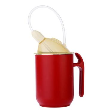 Imagem de IPENNY Copo de amamentação para cama - copo de aço inoxidável 3 em 1 antivazamento com 2 tampas, auxílio de cuidador de 382 g para acamados, idosos, pacientes paralisados e mães pós-parto