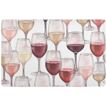 Imagem de TSENQUE Capacho personalizado para copos de vinho branco rosa, tapete de boas-vindas divertido, tapetes de porta internos para entrada de casa 81 x 50 cm