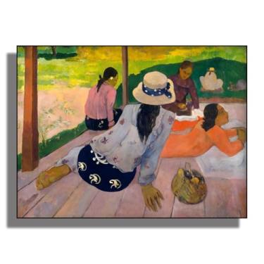 Imagem de OKRA Arte de parede em tela Gauguin - Decoração de casa Siesta - Imagem histórica - Adequado para restaurantes de fast food, pet shops e salas de estar. Sem moldura. 30 x 40 cm