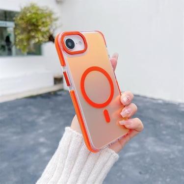Imagem de Capa magnética gradiente para iPhone 16e, 14, 15 Plus, 16 Pro Max, 13Pro, 12, 11, pulseira fashion, cordão, capa à prova de choque, laranja, para iPhone 14 Pro