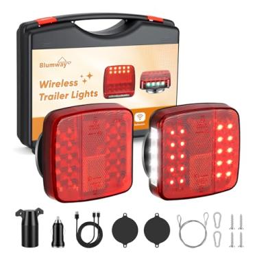 Imagem de BlumWay Luzes de reboque magnéticas sem fio, transmissor atualizado de 2,4 GHz com kit de luzes de reboque de 2000 mAh para caminhões, barcos, trailers, veículos, caravanas, alcance de transmissão de