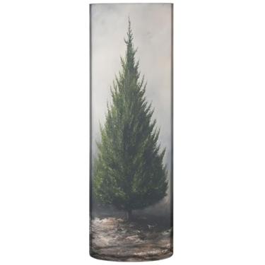 Imagem de Vaso de flor cilíndrico de cipreste de Natal para mesa, vaso redondo de plástico, fofo, floral, decoração de casa, estética, 30 x 9,9 cm