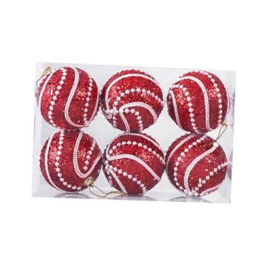 Imagem de Sclmgo Conjunto de 6 Bolas de Natal para Pendurar Na árvore, 8 Cm (3,15 Polegadas), Um Presente Atencioso para Noivados E Noivados, Vermelho, Tamanho real