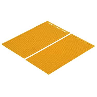 Imagem de Generic Molde de Prensa de Cera de Abelha, Borracha Macia Durável 5.4mm para Pente Diy, Folha de Base, Apicultura, Amarelo, 2 Peças, 16,5x9,1 Polegadas, Uso Portátil Leve