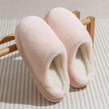 Imagem de Pantufas femininas de pelúcia para inverno em casa e uso interno antiderrapante, rosa, 8-8.5