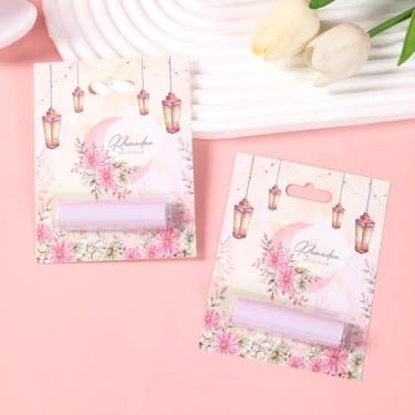 Imagem de 6 peças de porta-dinheiro Eid Mubarak para dinheiro, rosa aquarela design lua design Ramadã cartões de presente com capa de plástico e adesivo, enfeites de envelopes de dinheiro para crianças férias