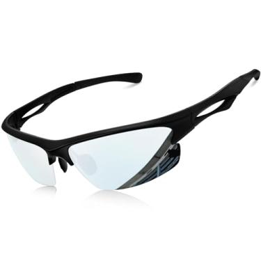 Imagem de KANASATAL Óculos de Sol Ciclismo Prateados Esportivos Espelhado Polarizado Preto Masculino Feminino UV400 Oculos Bicicleta Retangular Corrida Cycling Sunglasses para Golfe Pesca -Prata