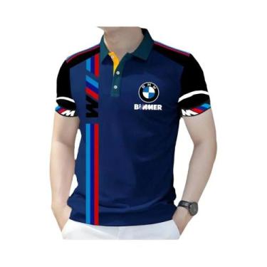 Imagem de Camisa Polo Masculina Solta De Secagem Rápida Para Verão BMW Racing Mo
