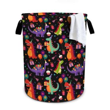Imagem de Dinossauros cesto de roupa suja cesto de roupa dobrável organizador de balde de roupas 40 x 40 cm para lavanderia/quarto/banheiro