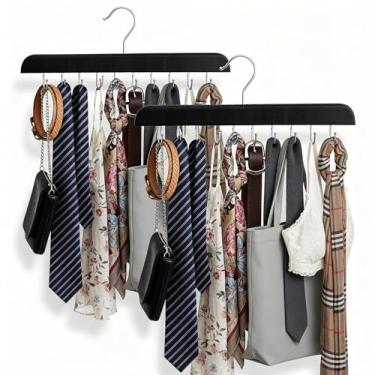 Imagem de Cabide de sutiã para organizador de armário, cabides de regata de madeira com 20 ganchos dobráveis, design rotativo de 360°, armazenamento com economia de espaço para regatas, sutiãs, cachecóis