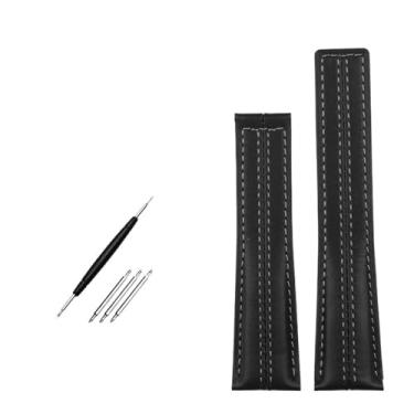 Imagem de IRFKR Pulseira de relógio de couro genuíno para TAG Heuer Carrera Edition Heuer Monaco Heritage 6, acessórios de relógio de 22 mm (preta sem fivela)