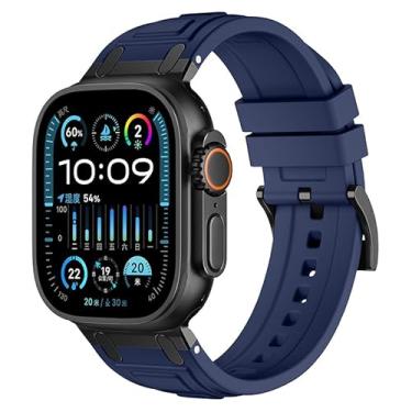 Imagem de KGFCE Pulseira de borracha para Apple Watch Ultra 2 de 49 mm, 45 mm, 44 mm, série 10, 9, 8, 7, 6, 5, 4, 3, 2 e 1 SE, com conector de metal S10 de 46 mm e 42 mm, 49mm, Ágata